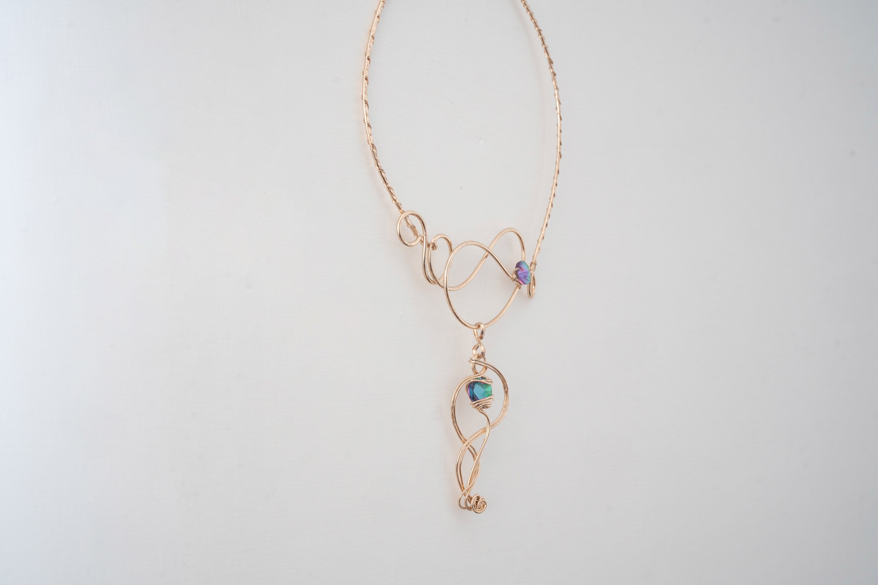 Necklace in rose gold and crystal Mod2