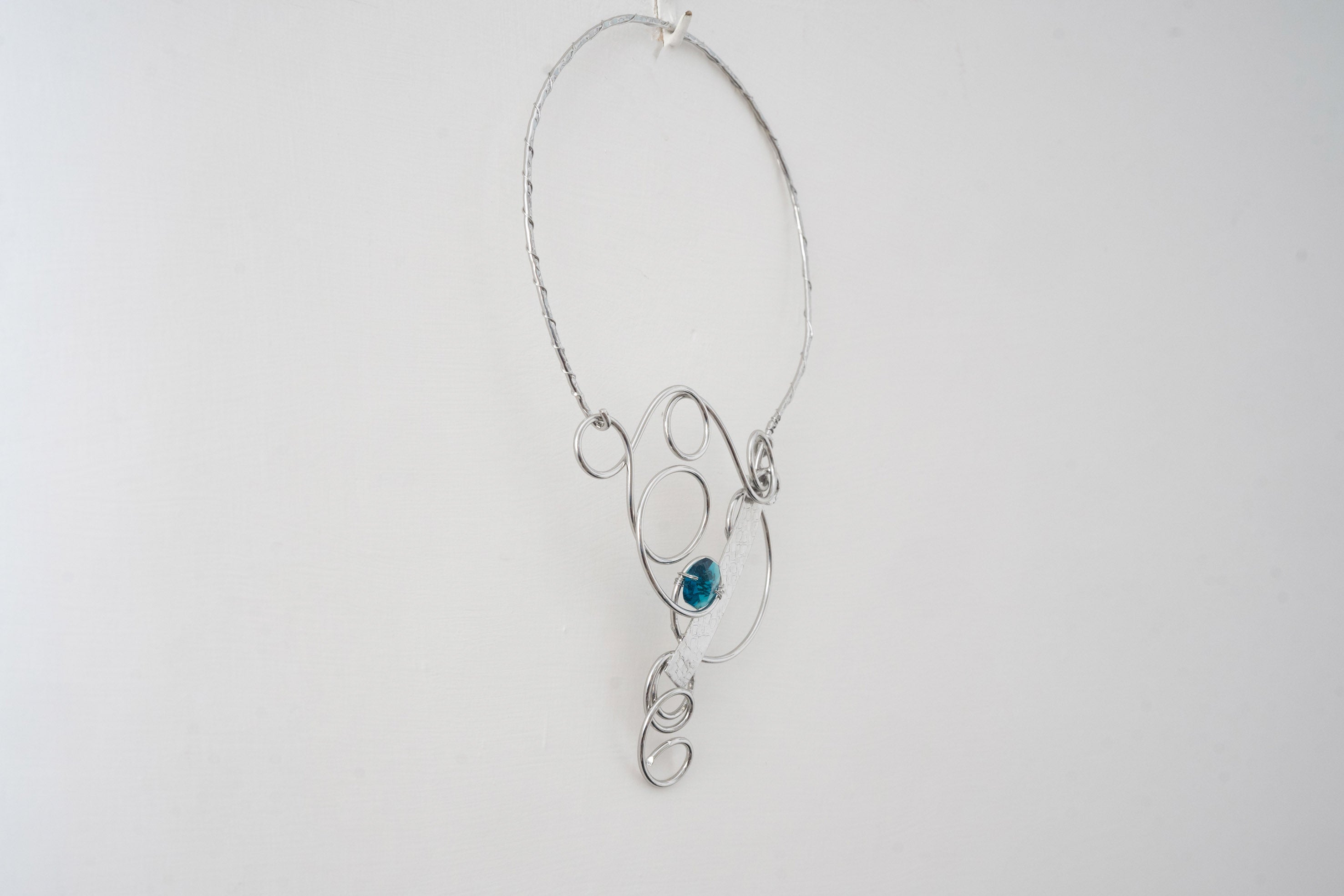 Rhodium and blue crystal necklace