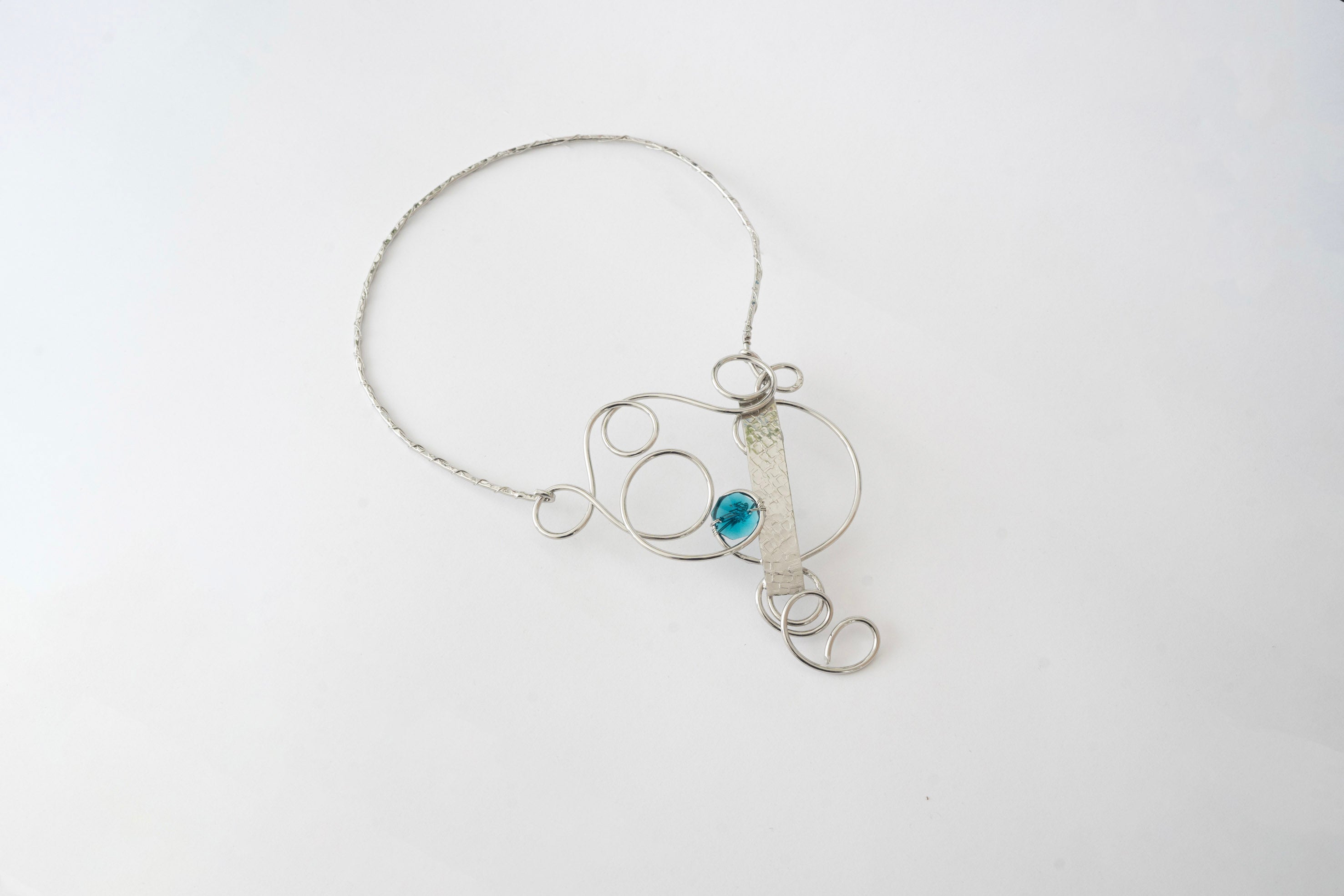 Rhodium and blue crystal necklace