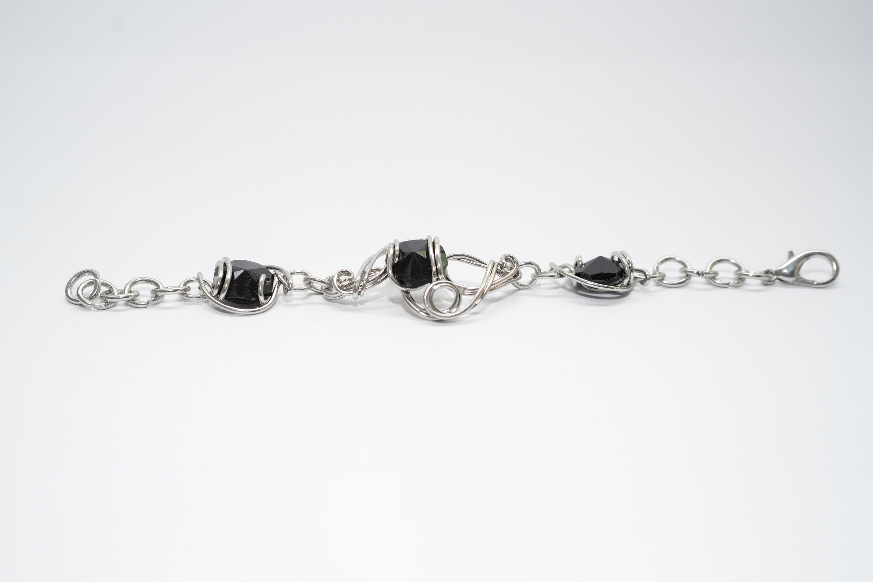 Rhodium-plated Tris Bracelet with Black Crystals