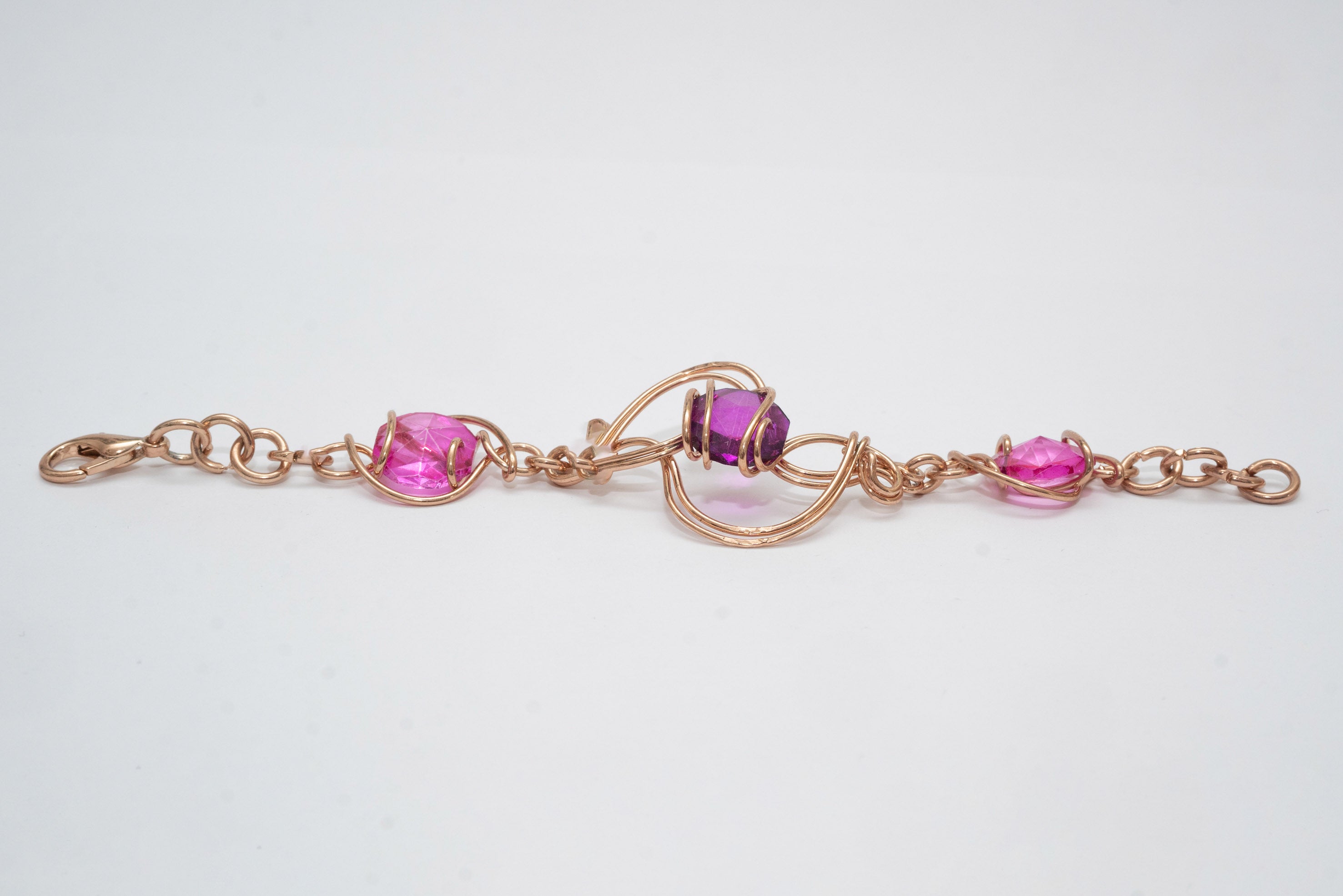 Bracciale in oro rosa Tris con Cristalli Fucsia