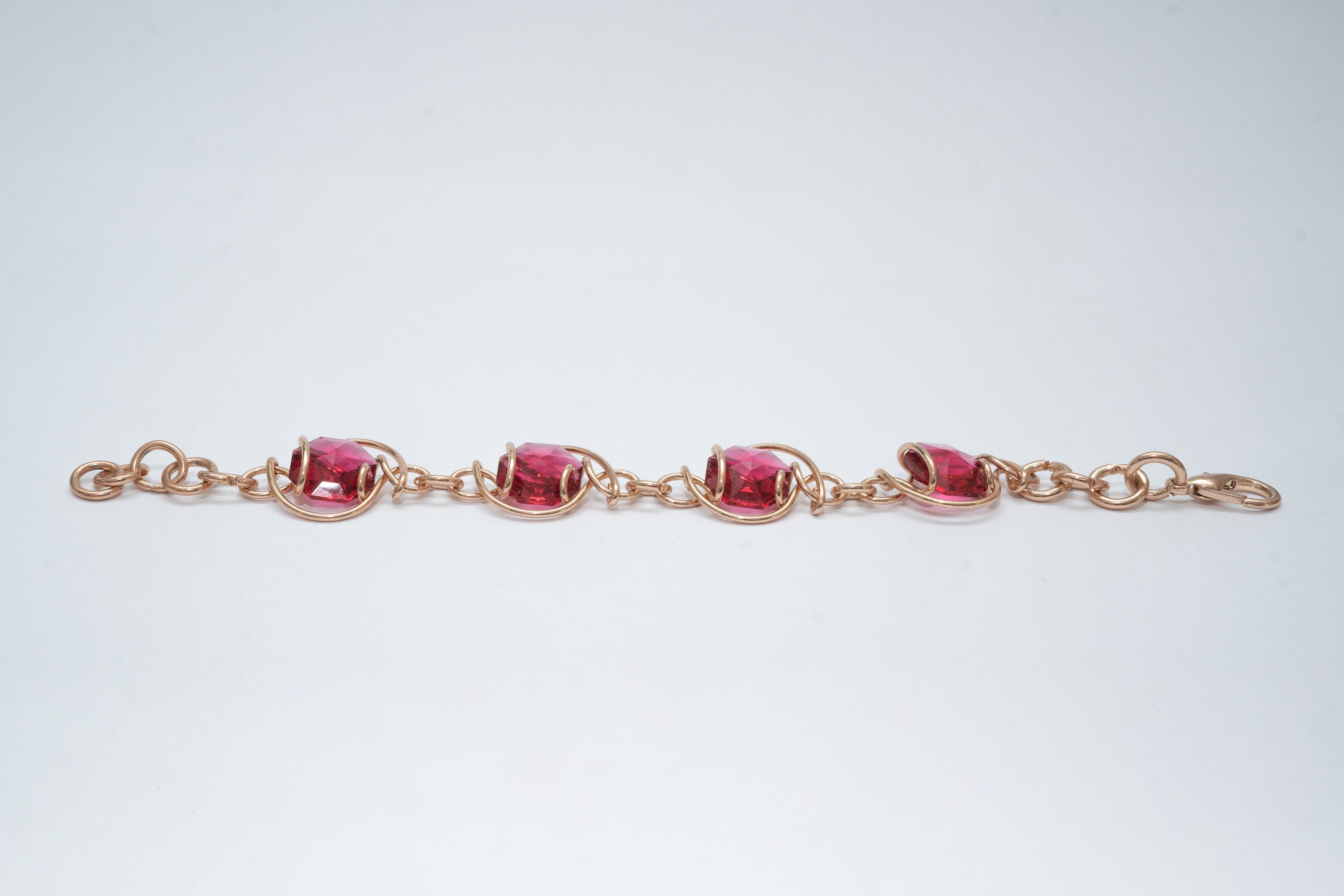 Bracciale in oro rosa con 4 Cristalli Red