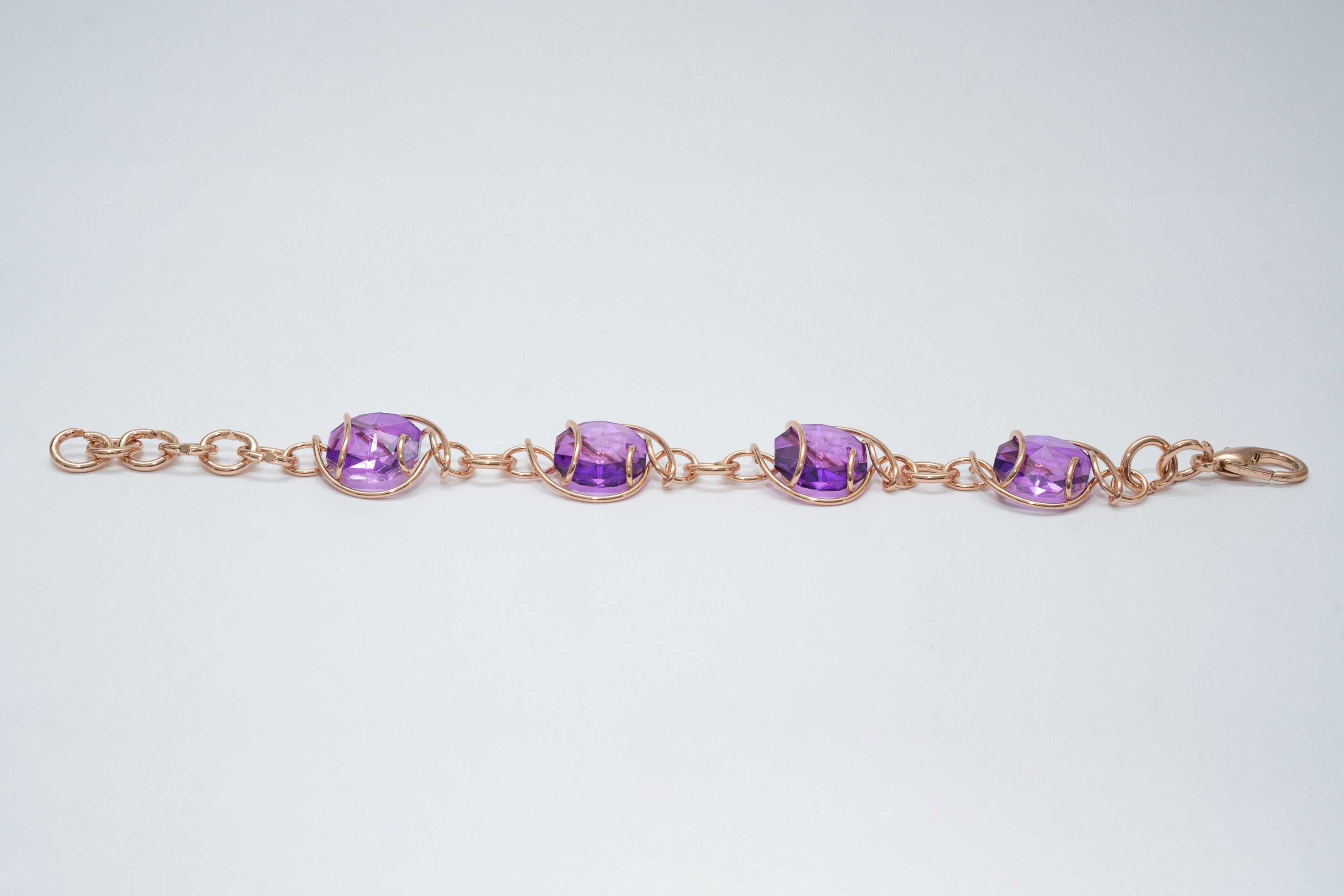 Bracciale in oro rosa con 4 Cristalli Viola