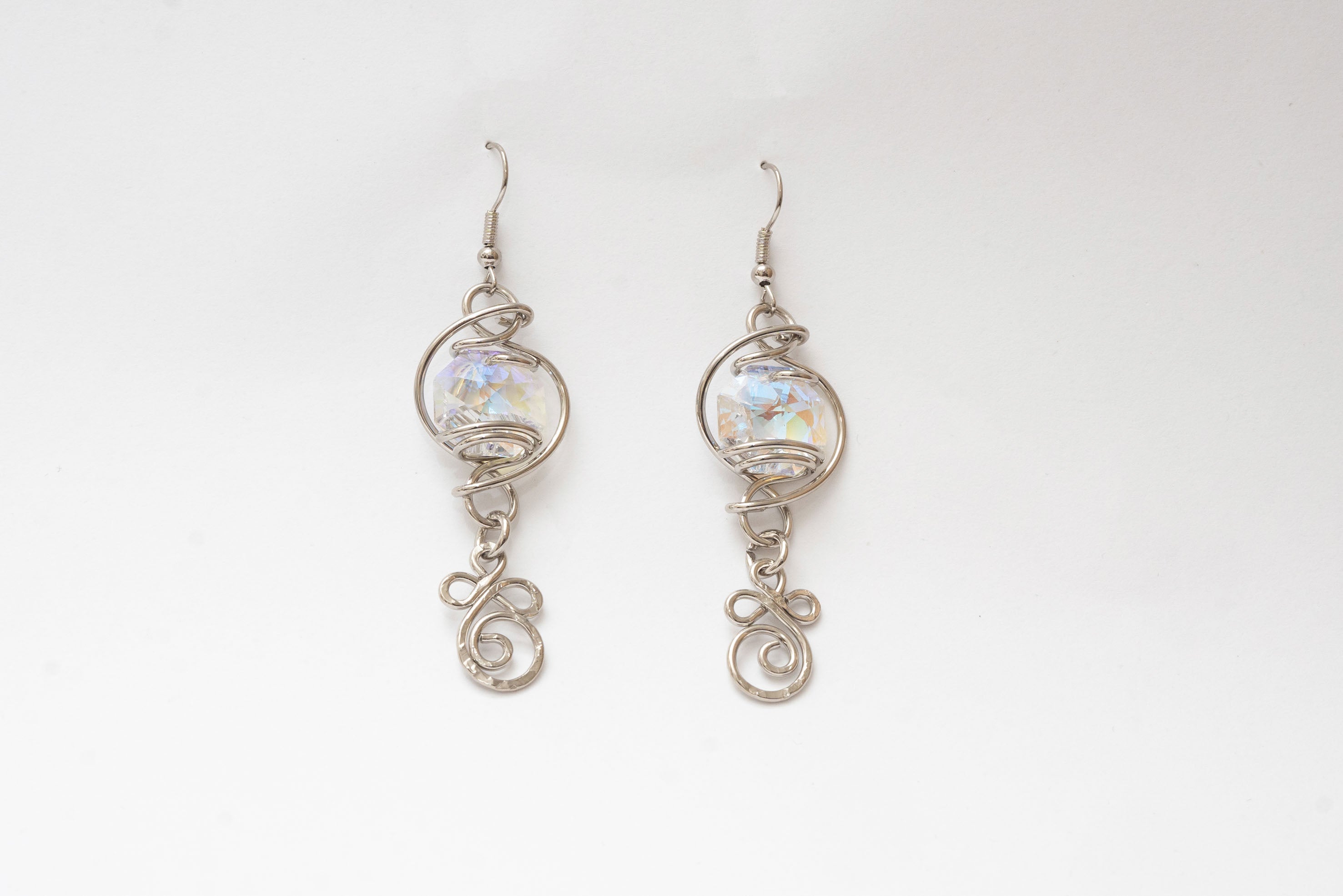 Rhodium and Aurora Borealis crystal earrings