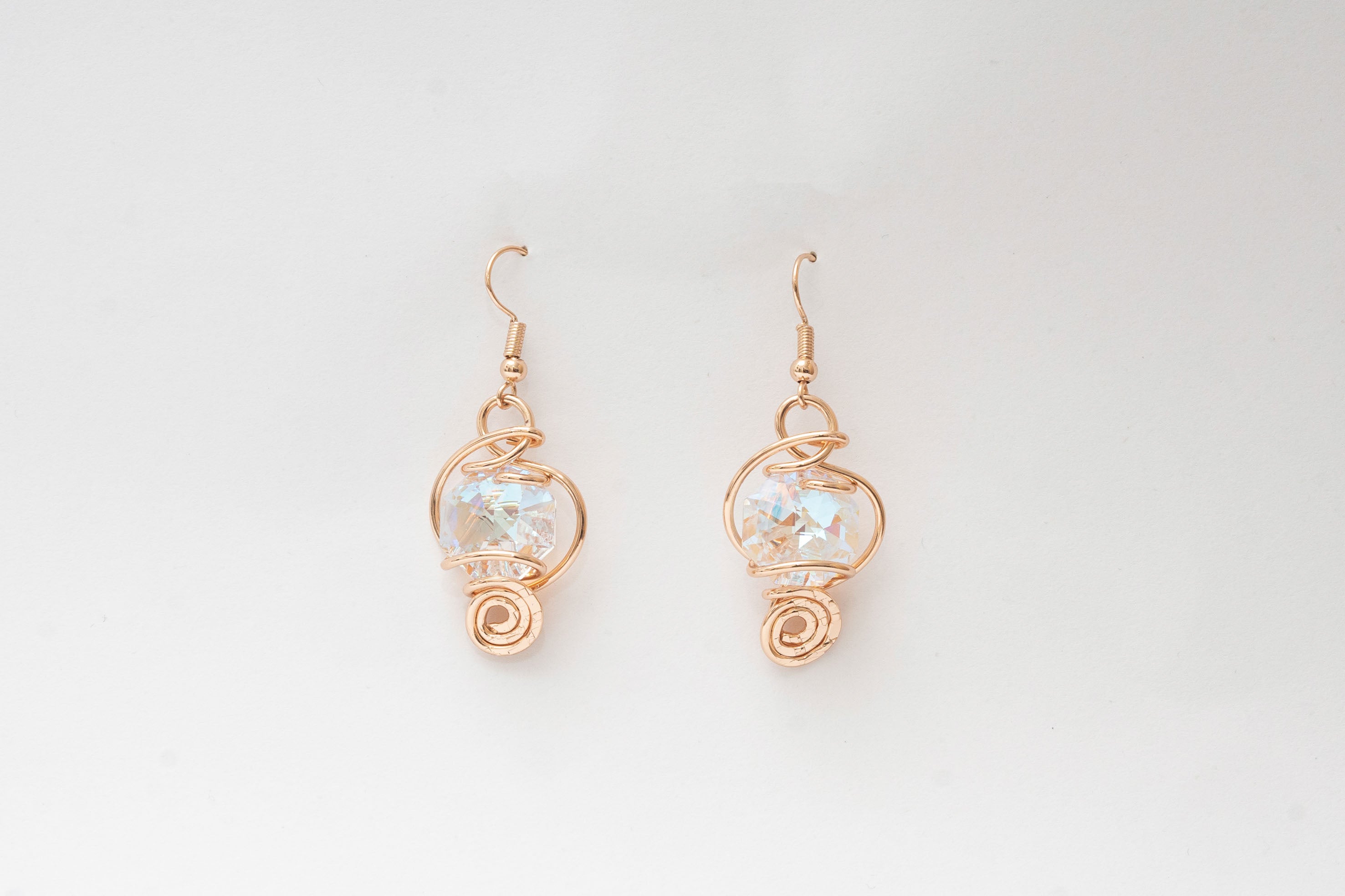 Aurora borealis rose gold and crystal earrings mod2