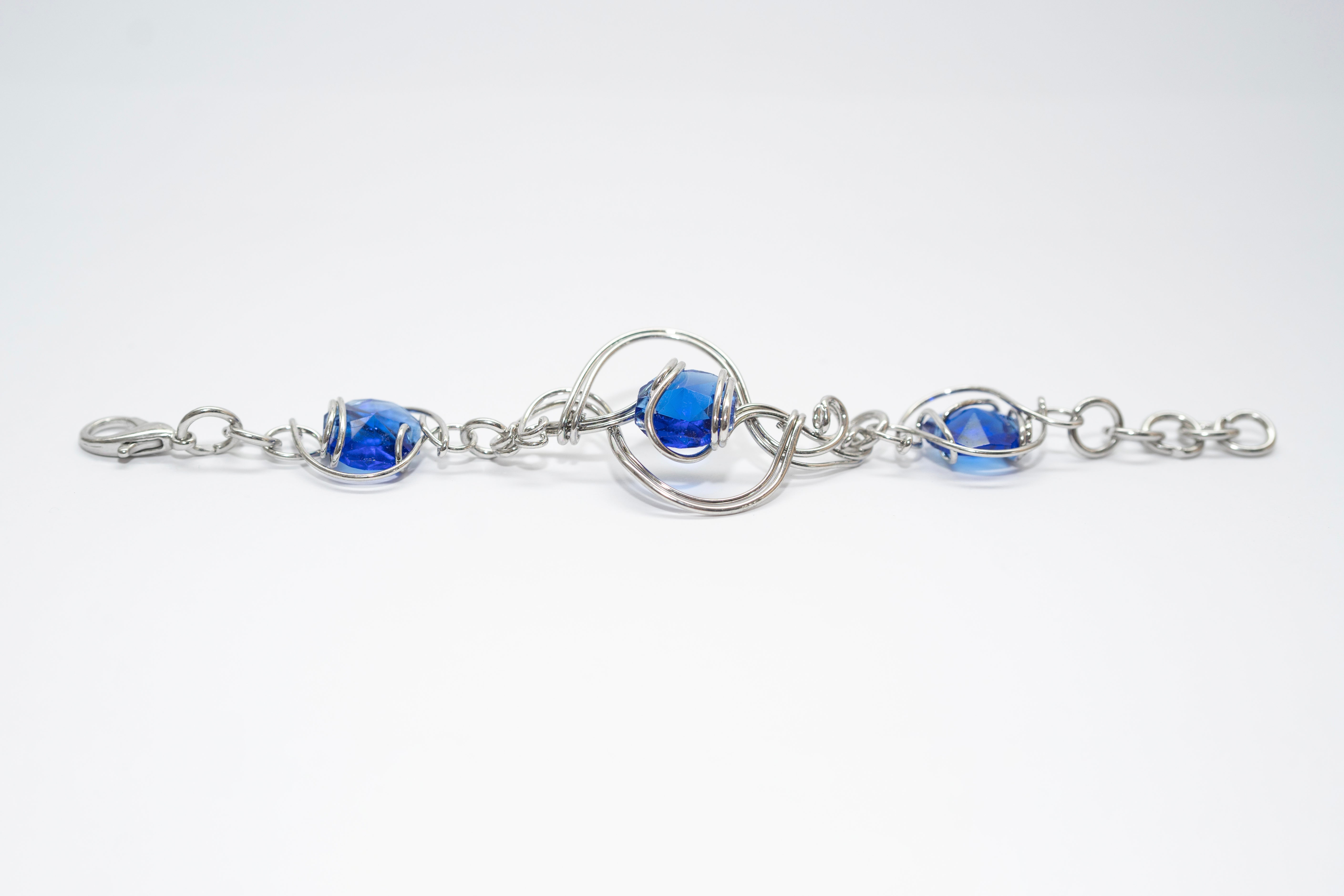 Rhodium-plated Tris Bracelet with Midnight Blue Crystals