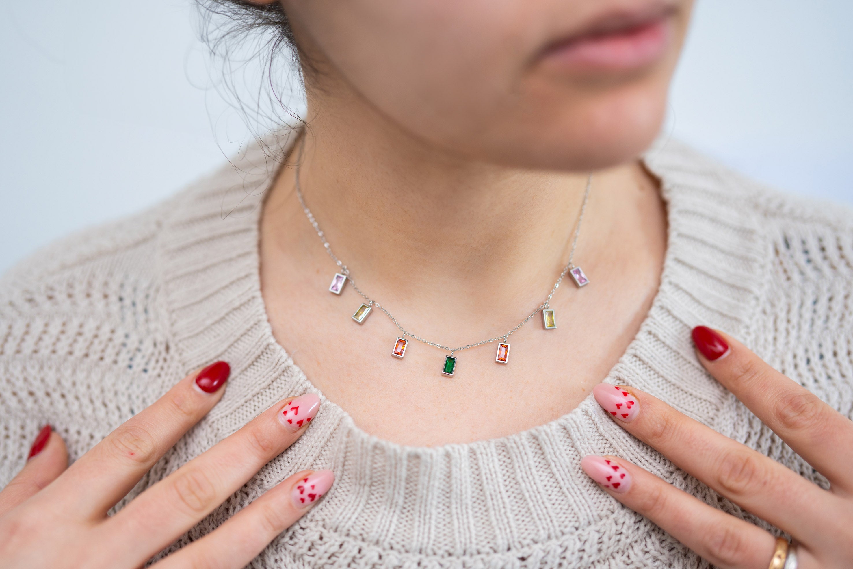 Necklace with colored glass charm