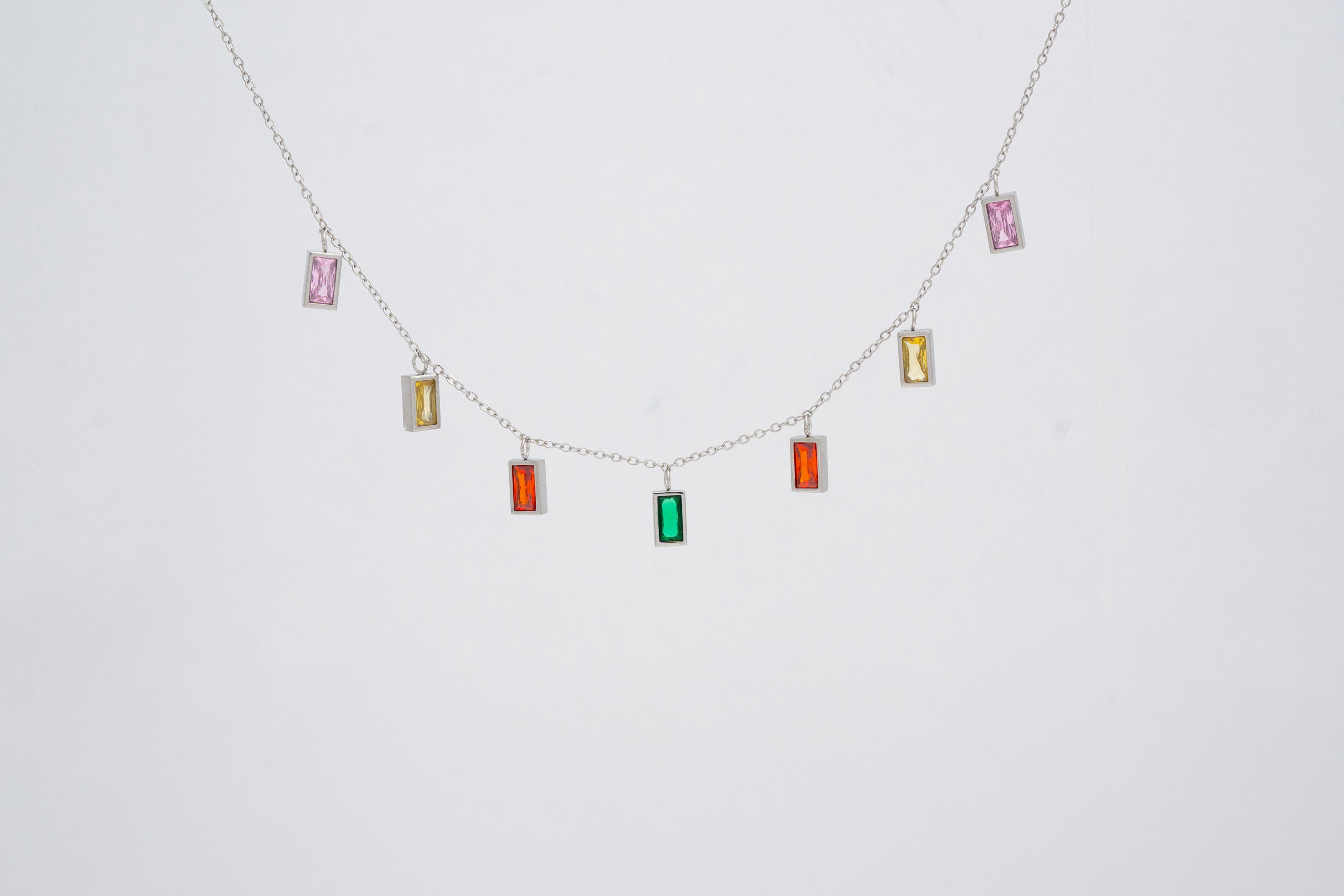 Necklace with colored glass charm