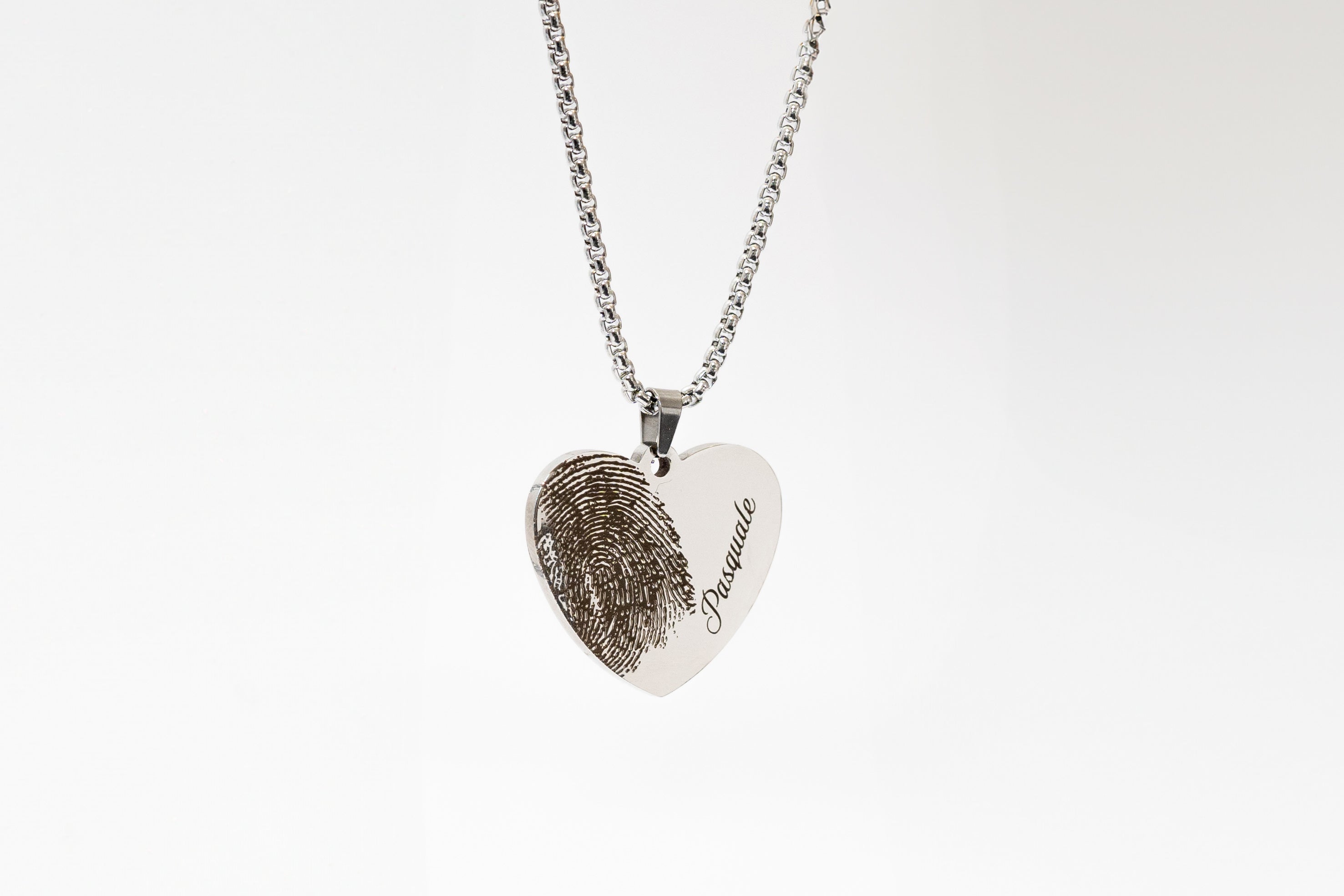 Heart Necklace - Fingerprint and Name